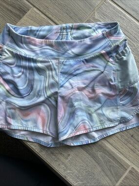 Athleta Girls' Marble-Print Athletic Shorts - Pastel Swirl